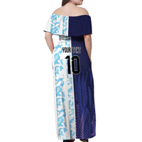 Argentina Football Custom Off Shoulder Maxi Dress Vamos La Albiceleste Half Version