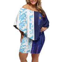 Argentina Football Custom Off Shoulder Short Dress Vamos La Albiceleste Half Version