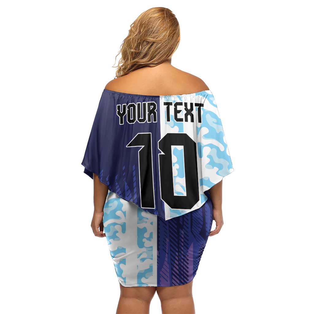 Argentina Football Custom Off Shoulder Short Dress Vamos La Albiceleste Half Version
