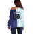 Argentina Football Custom Off Shoulder Sweater Vamos La Albiceleste Half Version