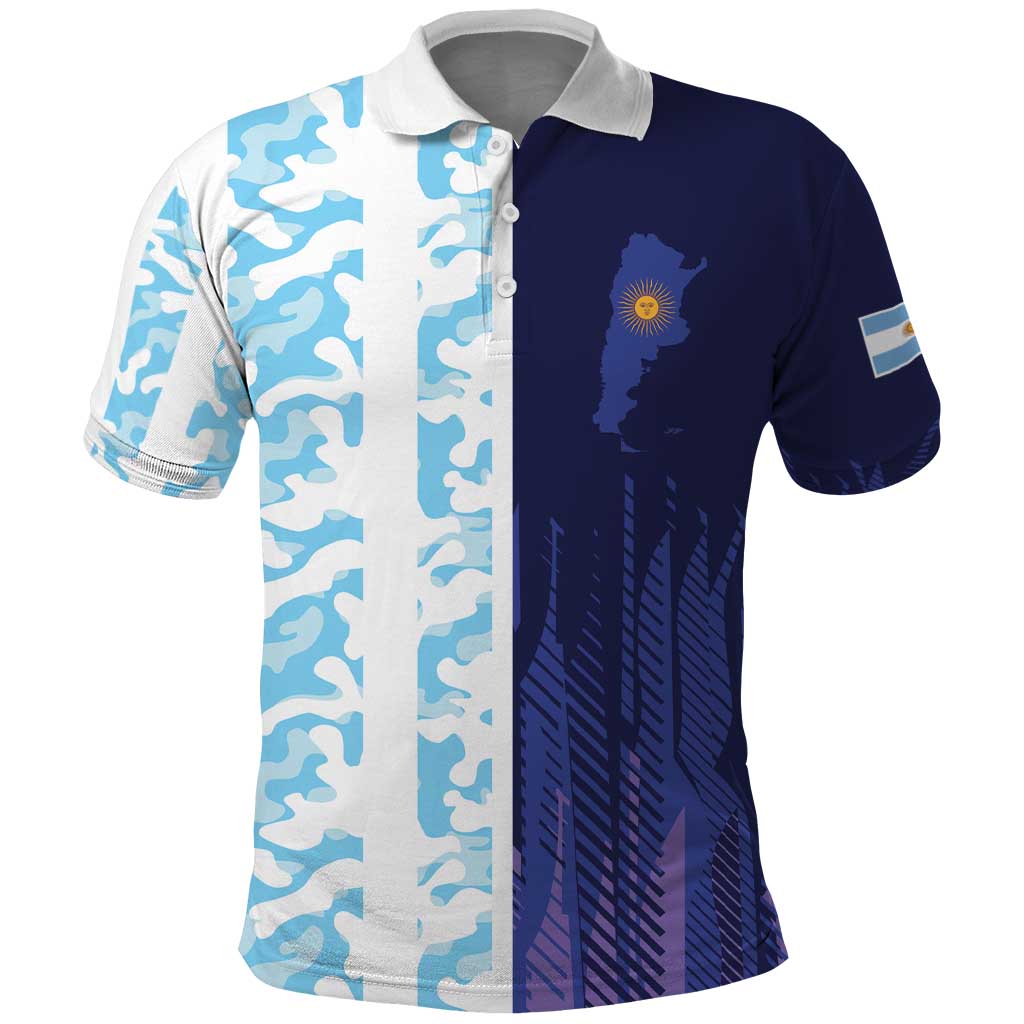 Argentina Football Custom Polo Shirt Vamos La Albiceleste Half Version