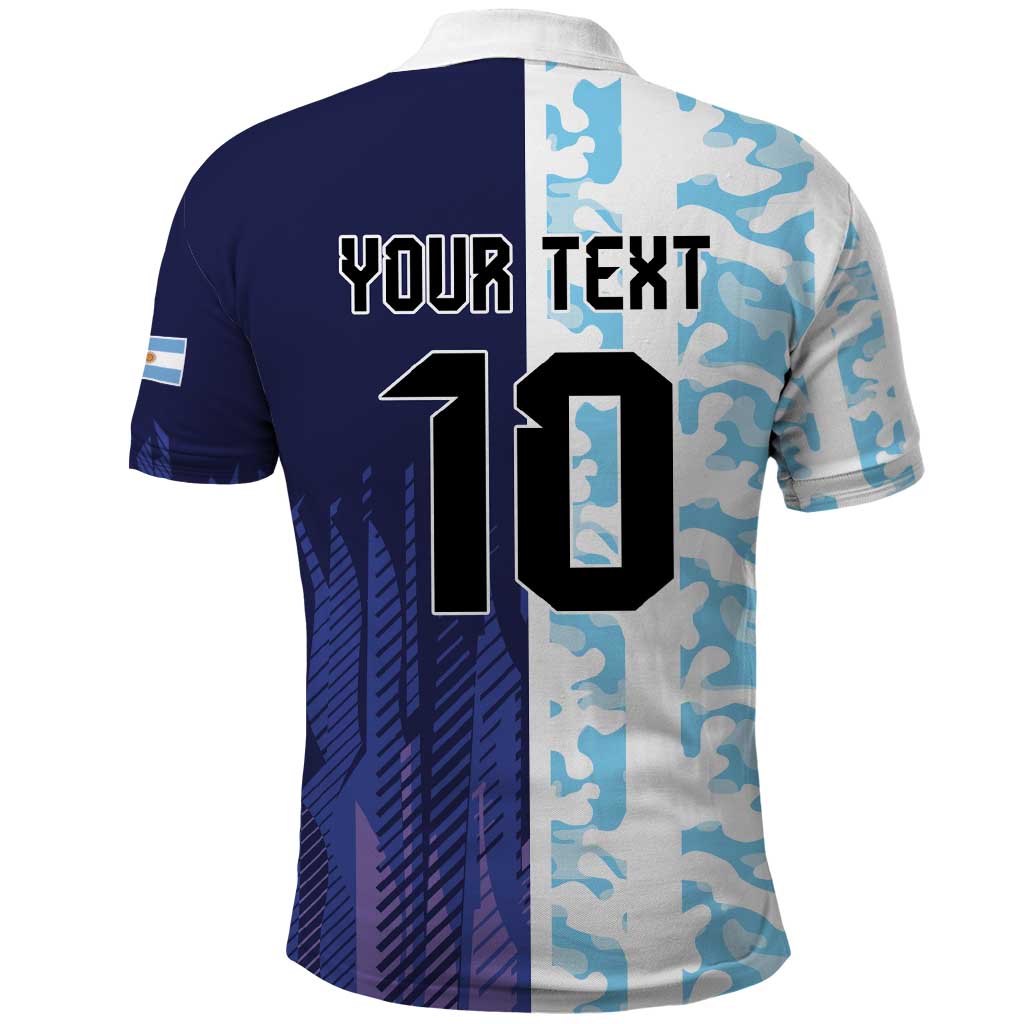Argentina Football Custom Polo Shirt Vamos La Albiceleste Half Version