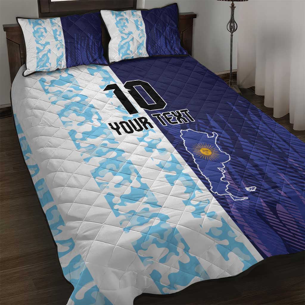Argentina Football Custom Quilt Bed Set Vamos La Albiceleste Half Version