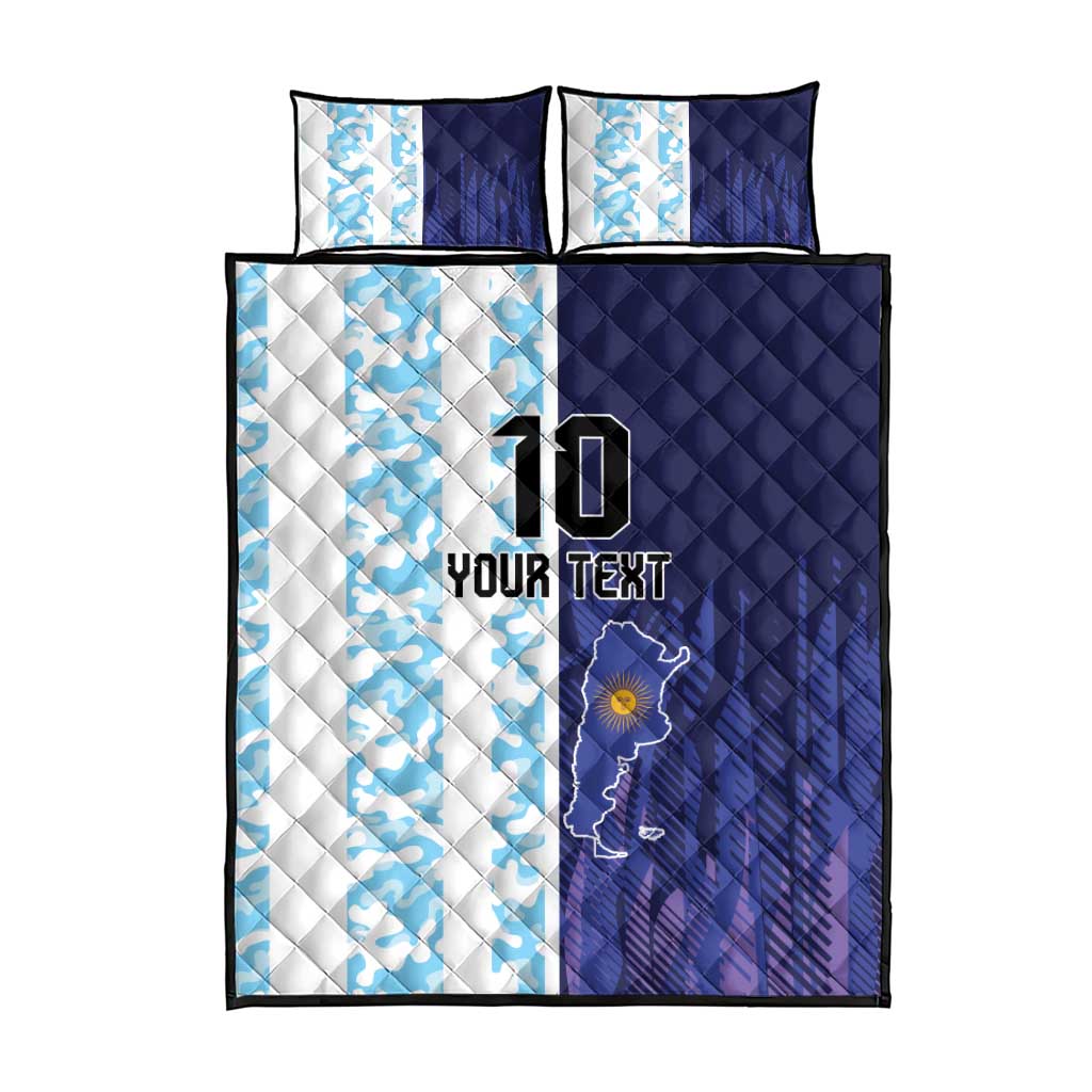 Argentina Football Custom Quilt Bed Set Vamos La Albiceleste Half Version