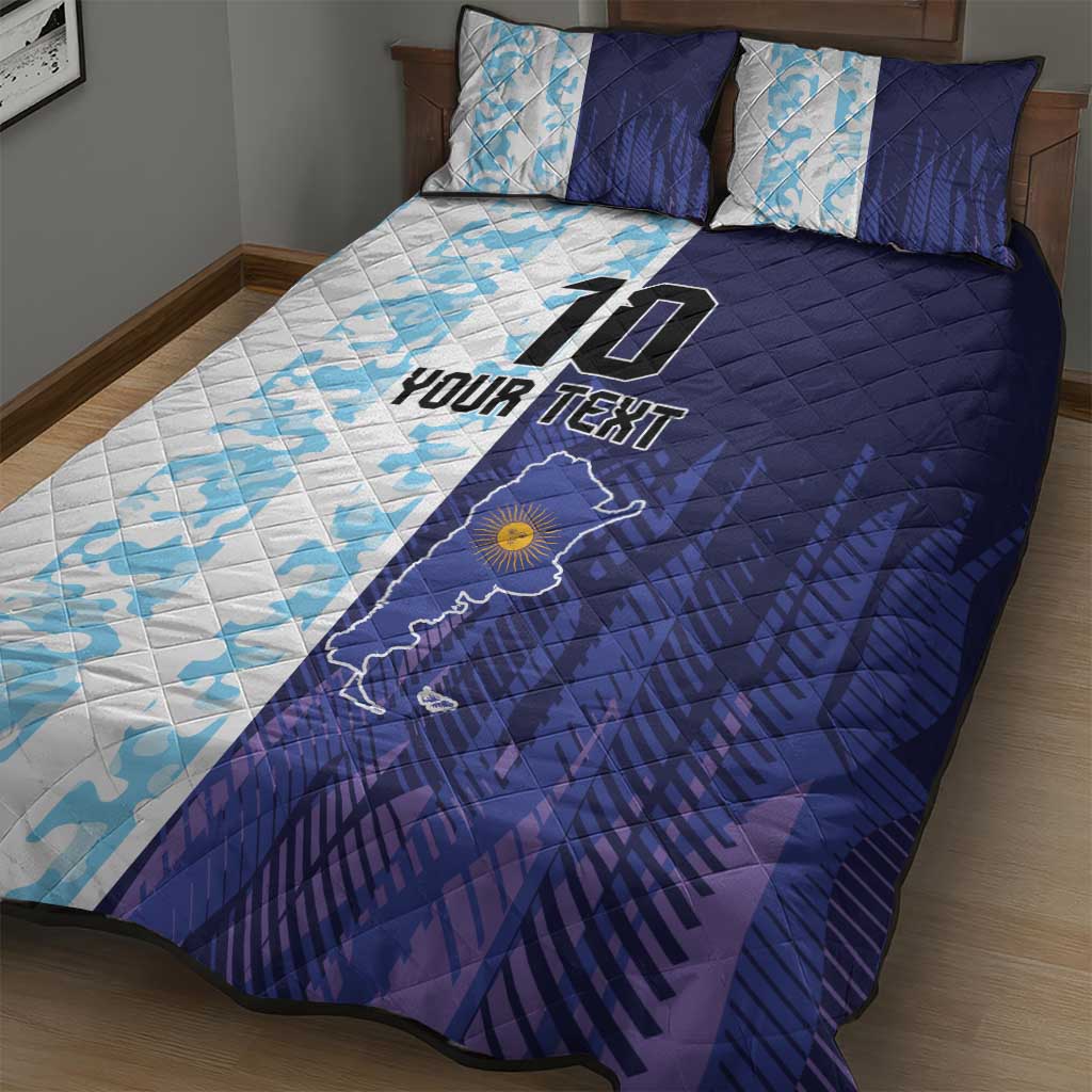Argentina Football Custom Quilt Bed Set Vamos La Albiceleste Half Version