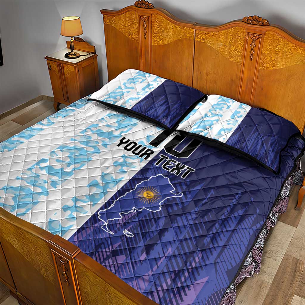 Argentina Football Custom Quilt Bed Set Vamos La Albiceleste Half Version