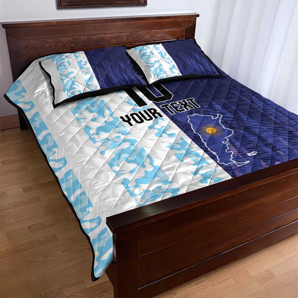 Argentina Football Custom Quilt Bed Set Vamos La Albiceleste Half Version