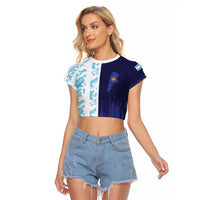 Argentina Football Custom Raglan Cropped T Shirt Vamos La Albiceleste Half Version