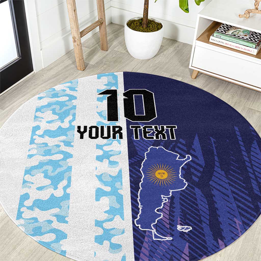 Argentina Football Custom Round Carpet Vamos La Albiceleste Half Version