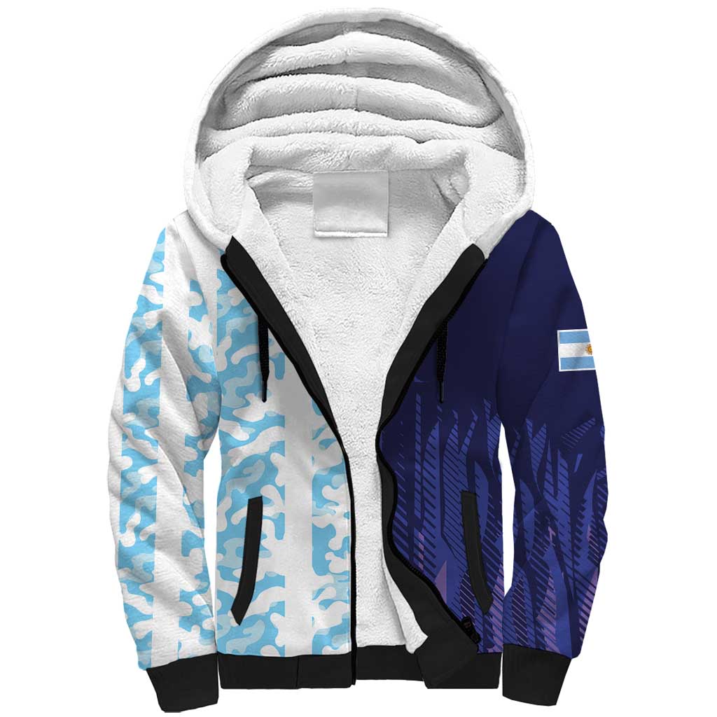 Argentina Football Custom Sherpa Hoodie Vamos La Albiceleste Half Version