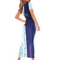 Argentina Football Custom Short Sleeve Bodycon Dress Vamos La Albiceleste Half Version