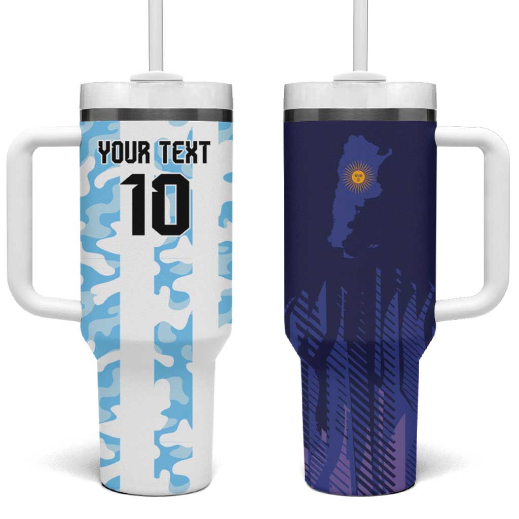 Argentina Football Custom Tumbler With Handle Vamos La Albiceleste Half Version