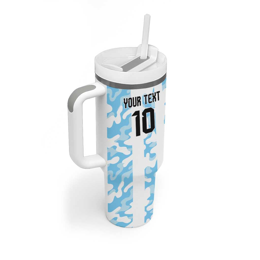 Argentina Football Custom Tumbler With Handle Vamos La Albiceleste Half Version