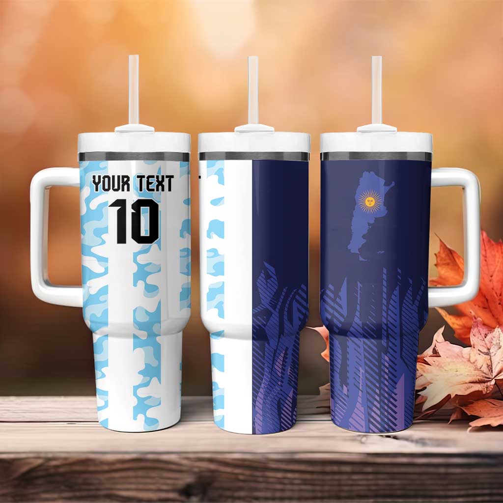 Argentina Football Custom Tumbler With Handle Vamos La Albiceleste Half Version