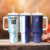 Argentina Football Custom Tumbler With Handle Vamos La Albiceleste Half Version