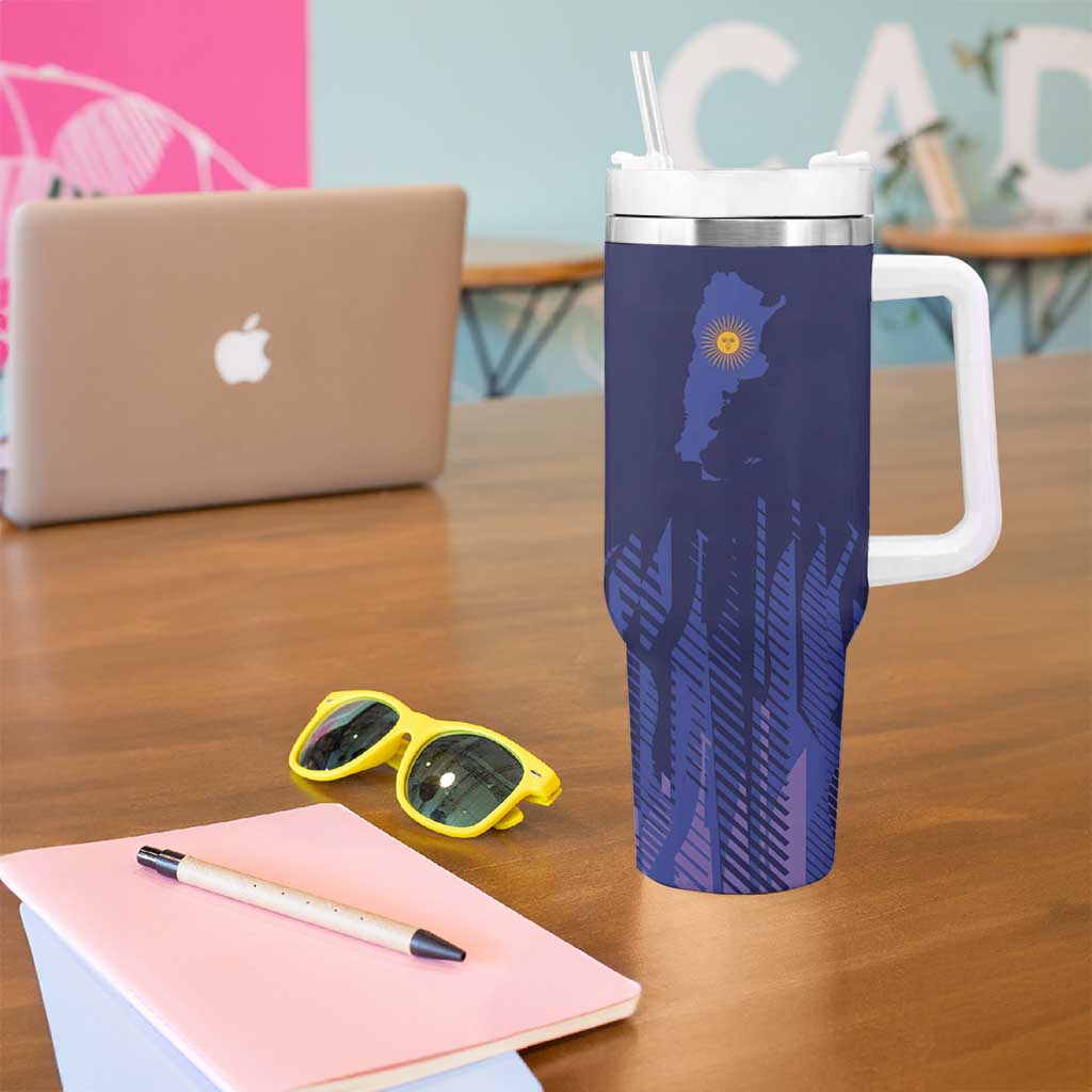 Argentina Football Custom Tumbler With Handle Vamos La Albiceleste Half Version