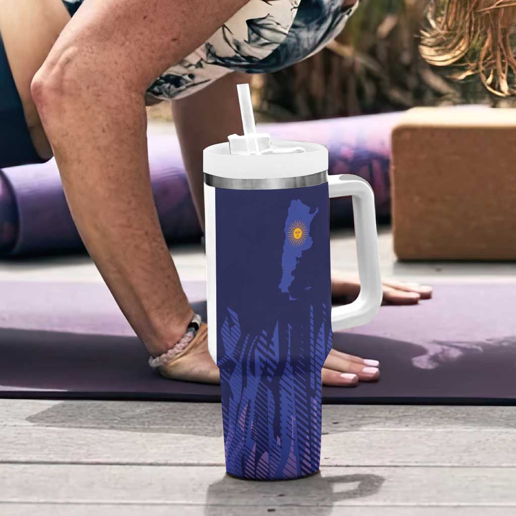 Argentina Football Custom Tumbler With Handle Vamos La Albiceleste Half Version