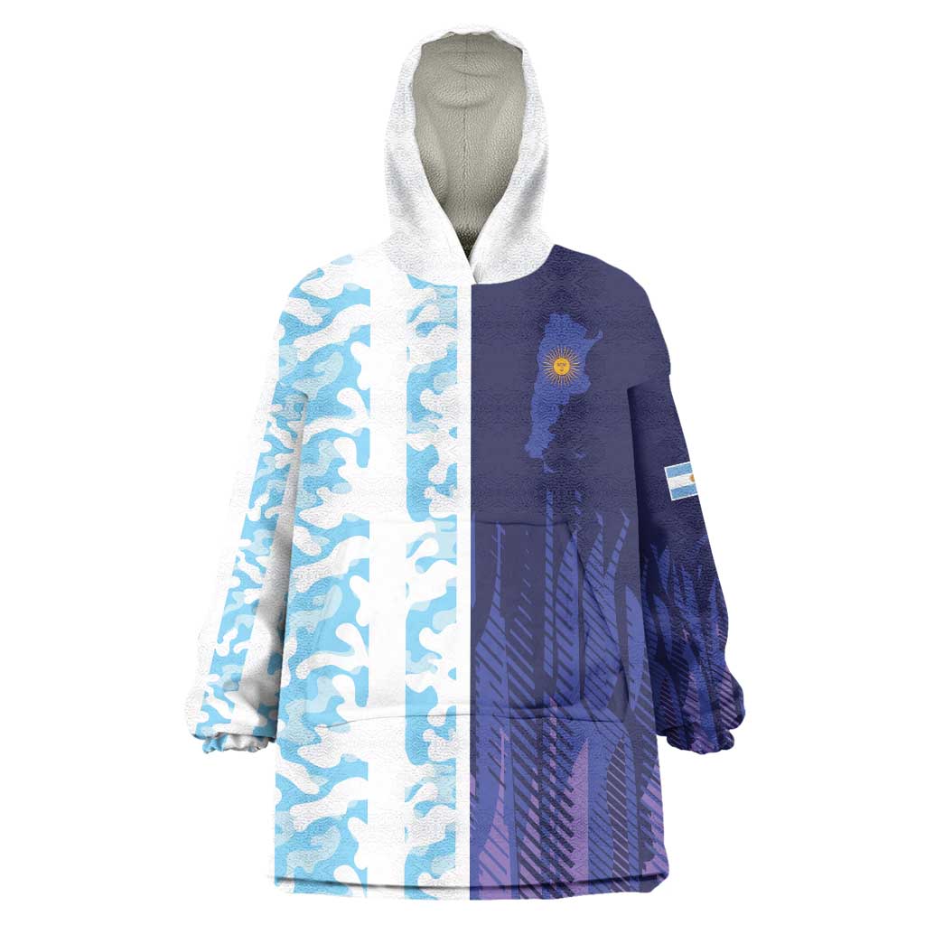 Argentina Football Custom Wearable Blanket Hoodie Vamos La Albiceleste Half Version