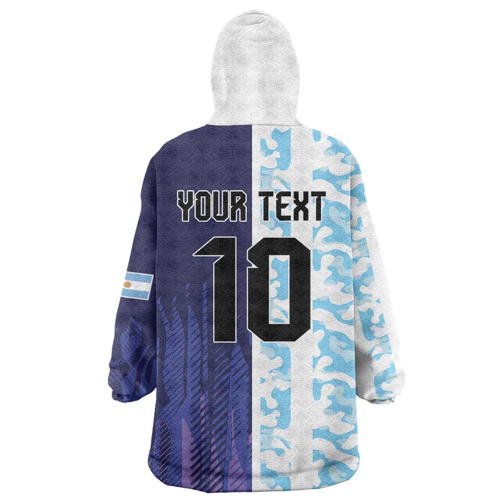 Argentina Football Custom Wearable Blanket Hoodie Vamos La Albiceleste Half Version