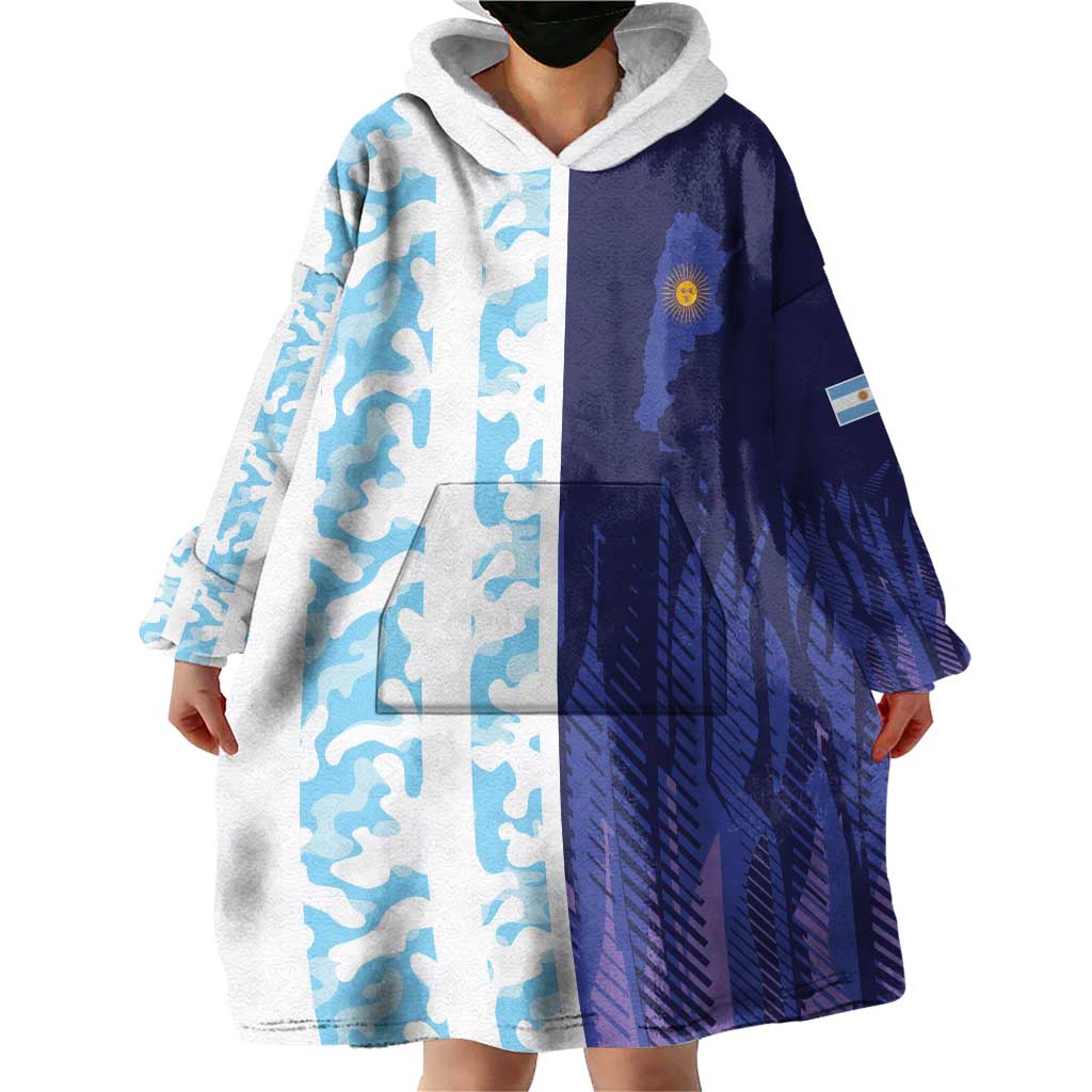 Argentina Football Custom Wearable Blanket Hoodie Vamos La Albiceleste Half Version