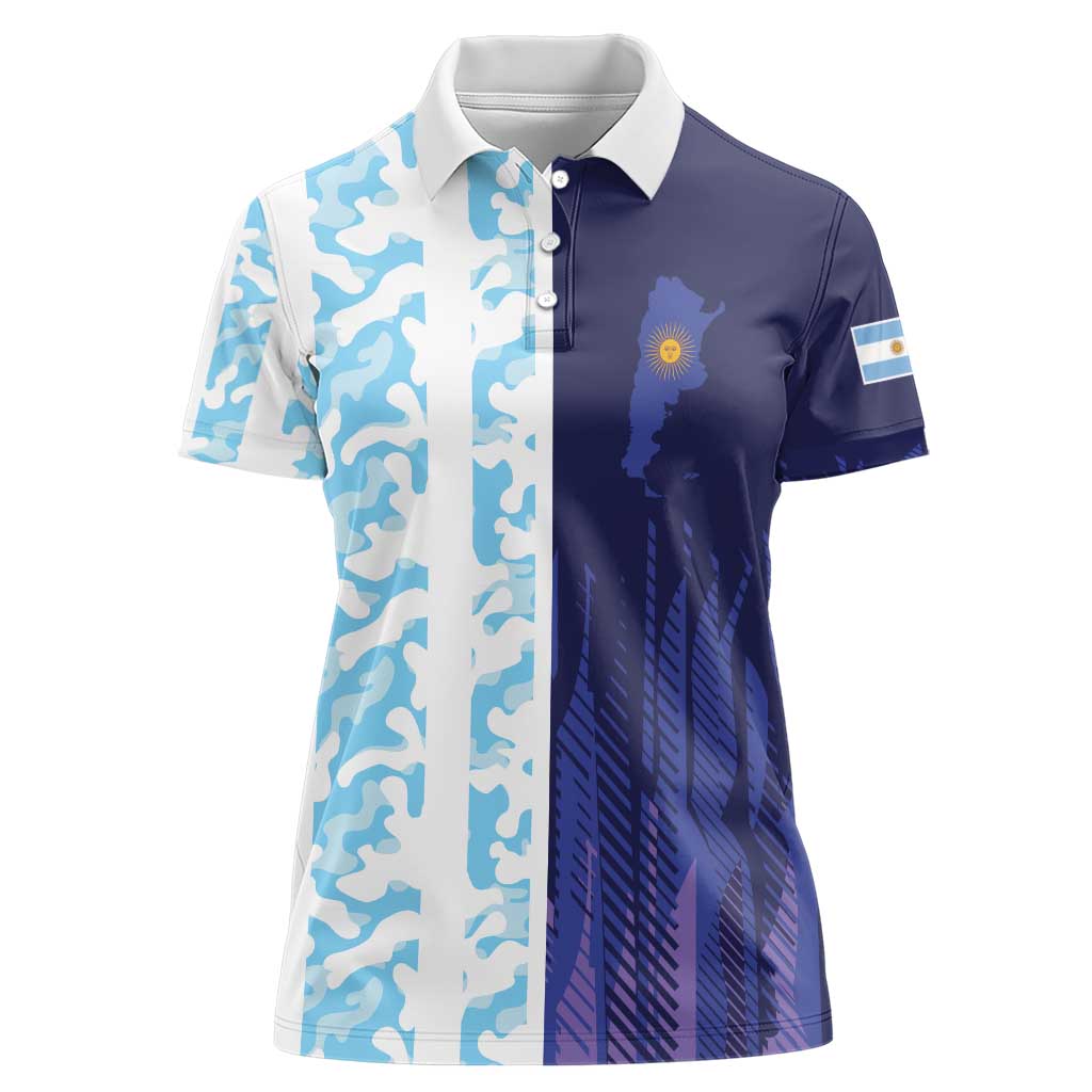 Argentina Football Custom Women Polo Shirt Vamos La Albiceleste Half Version