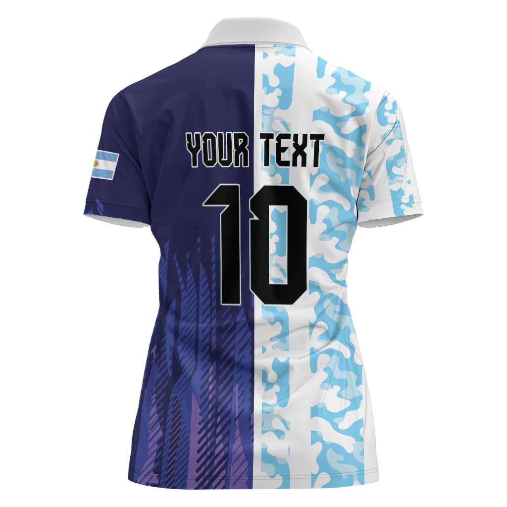 Argentina Football Custom Women Polo Shirt Vamos La Albiceleste Half Version