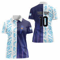 Argentina Football Custom Women Polo Shirt Vamos La Albiceleste Half Version