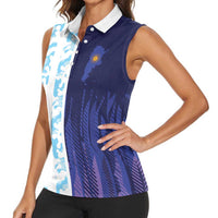 Argentina Football Custom Women Sleeveless Polo Shirt Vamos La Albiceleste Half Version