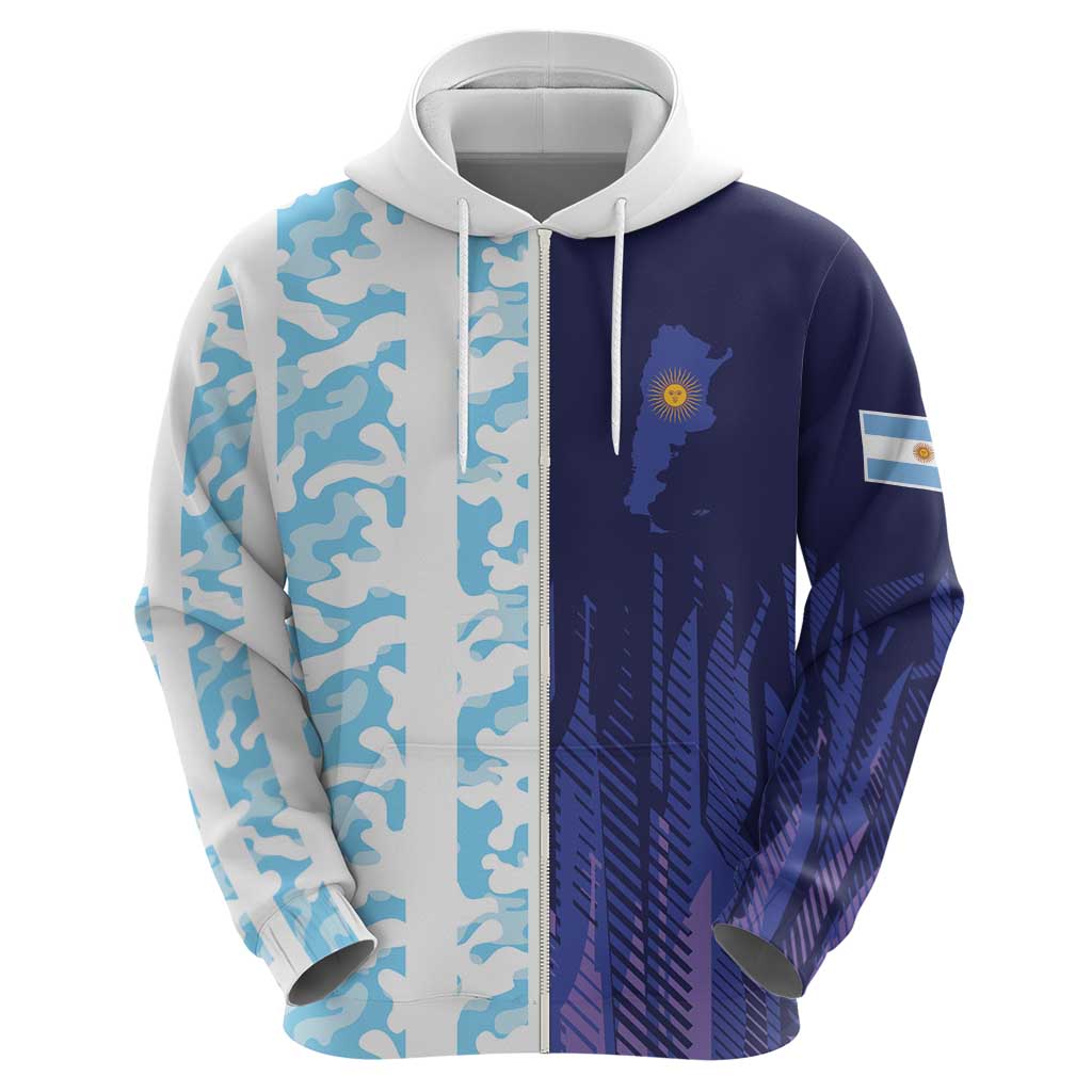 Argentina Football Custom Zip Hoodie Vamos La Albiceleste Half Version