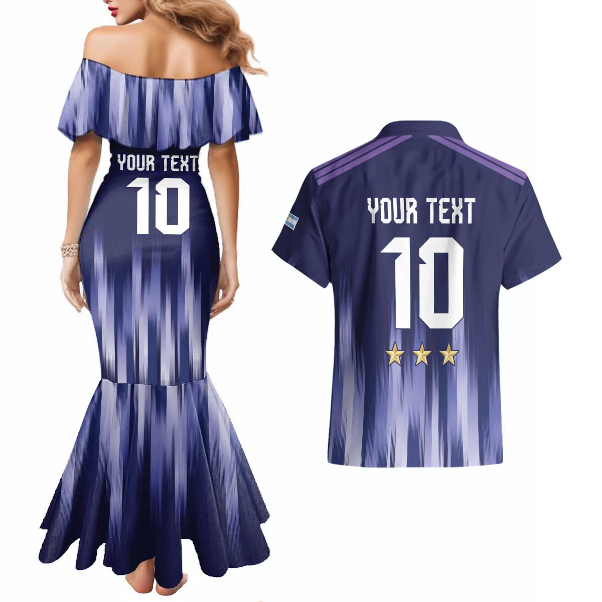 Argentina Football Custom Couples Matching Mermaid Dress and Hawaiian Shirt Vamos La Albiceleste Vintage