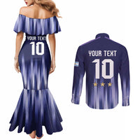 Argentina Football Custom Couples Matching Mermaid Dress and Long Sleeve Button Shirt Vamos La Albiceleste Vintage