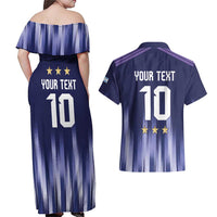 Argentina Football Custom Couples Matching Off Shoulder Maxi Dress and Hawaiian Shirt Vamos La Albiceleste Vintage