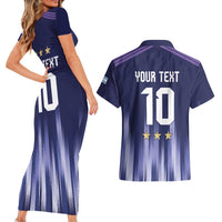 Argentina Football Custom Couples Matching Short Sleeve Bodycon Dress and Hawaiian Shirt Vamos La Albiceleste Vintage
