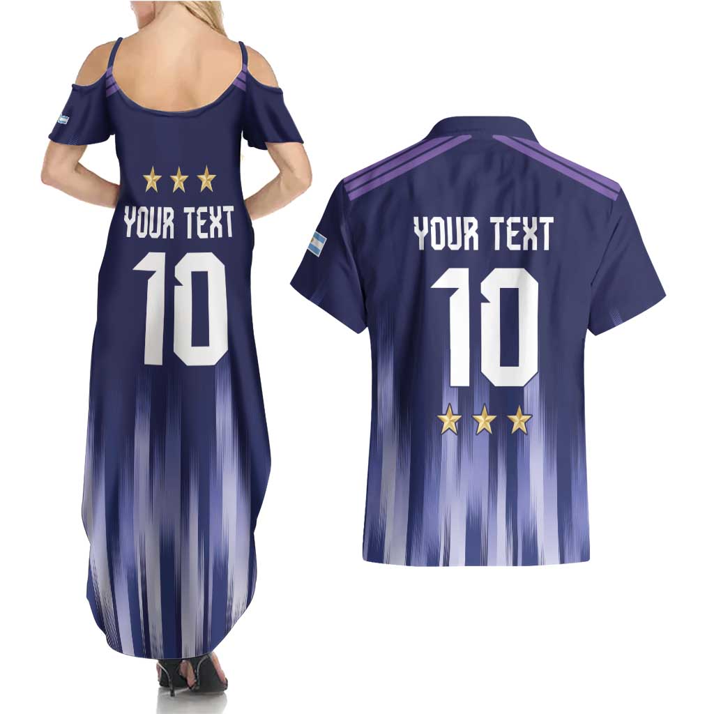Argentina Football Custom Couples Matching Summer Maxi Dress and Hawaiian Shirt Vamos La Albiceleste Vintage