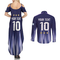 Argentina Football Custom Couples Matching Summer Maxi Dress and Long Sleeve Button Shirt Vamos La Albiceleste Vintage