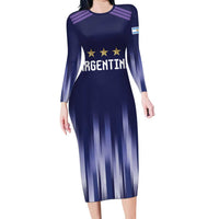 Argentina Football Custom Family Matching Long Sleeve Bodycon Dress and Hawaiian Shirt Vamos La Albiceleste Vintage