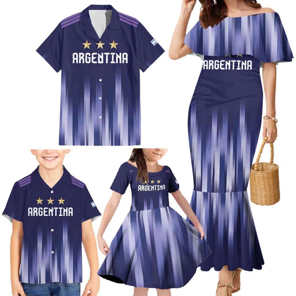 Argentina Football Custom Family Matching Mermaid Dress and Hawaiian Shirt Vamos La Albiceleste Vintage