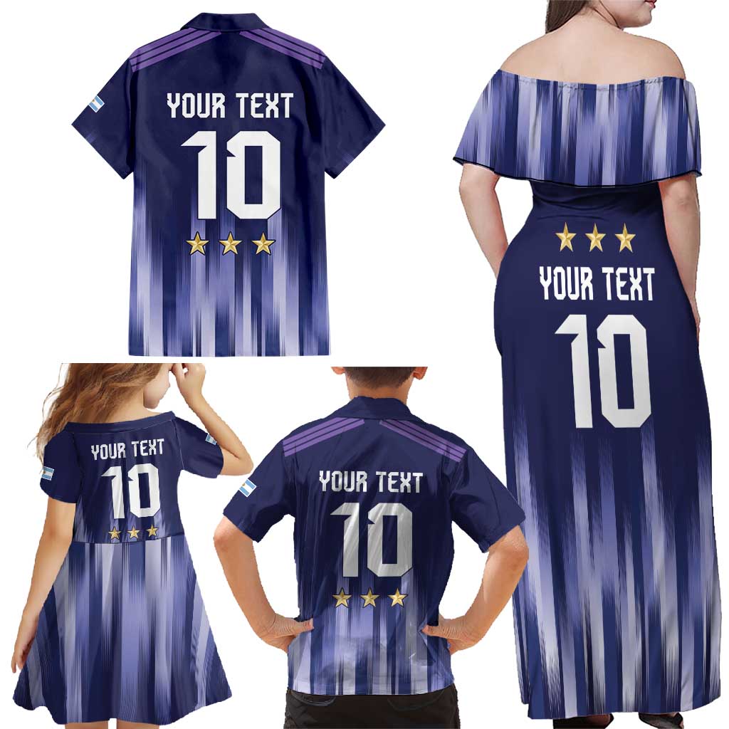 Argentina Football Custom Family Matching Off Shoulder Maxi Dress and Hawaiian Shirt Vamos La Albiceleste Vintage