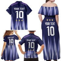 Argentina Football Custom Family Matching Off Shoulder Maxi Dress and Hawaiian Shirt Vamos La Albiceleste Vintage