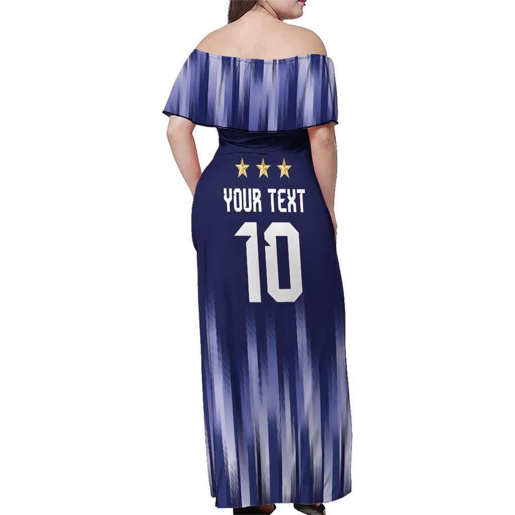 Argentina Football Custom Family Matching Off Shoulder Maxi Dress and Hawaiian Shirt Vamos La Albiceleste Vintage