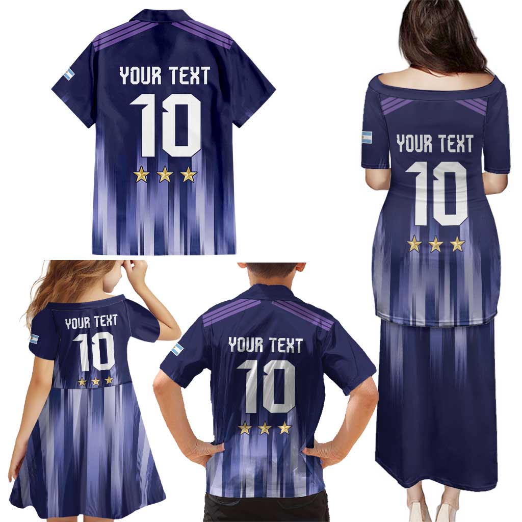Argentina Football Custom Family Matching Puletasi and Hawaiian Shirt Vamos La Albiceleste Vintage