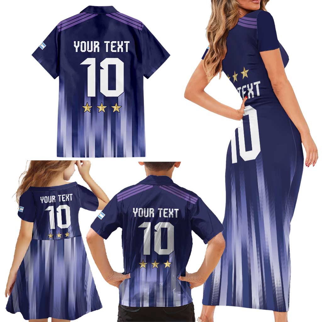 Argentina Football Custom Family Matching Short Sleeve Bodycon Dress and Hawaiian Shirt Vamos La Albiceleste Vintage