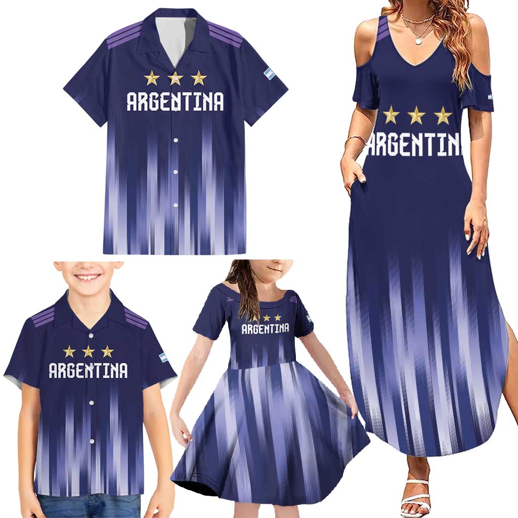 Argentina Football Custom Family Matching Summer Maxi Dress and Hawaiian Shirt Vamos La Albiceleste Vintage