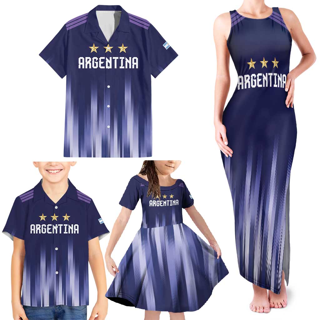Argentina Football Custom Family Matching Tank Maxi Dress and Hawaiian Shirt Vamos La Albiceleste Vintage