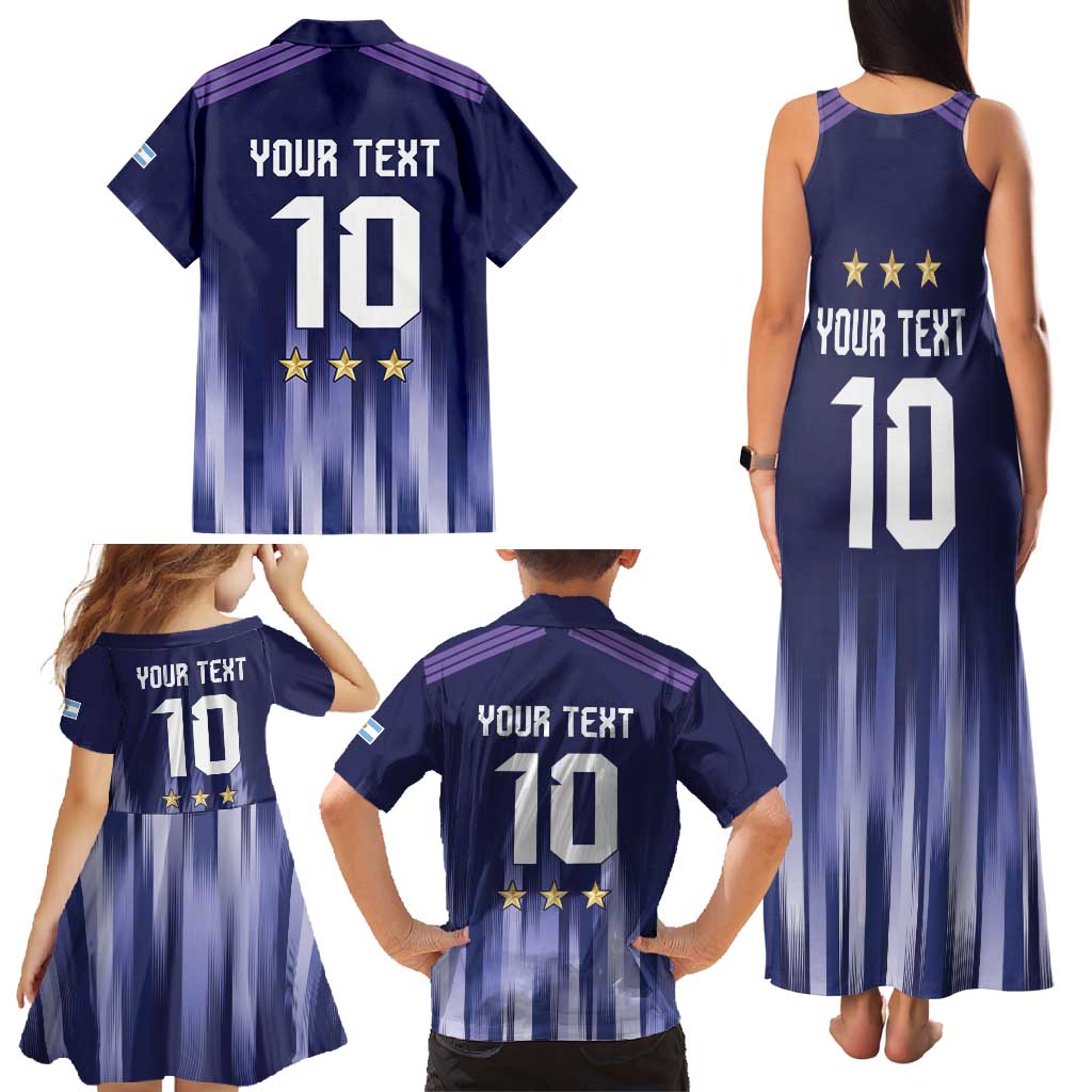 Argentina Football Custom Family Matching Tank Maxi Dress and Hawaiian Shirt Vamos La Albiceleste Vintage