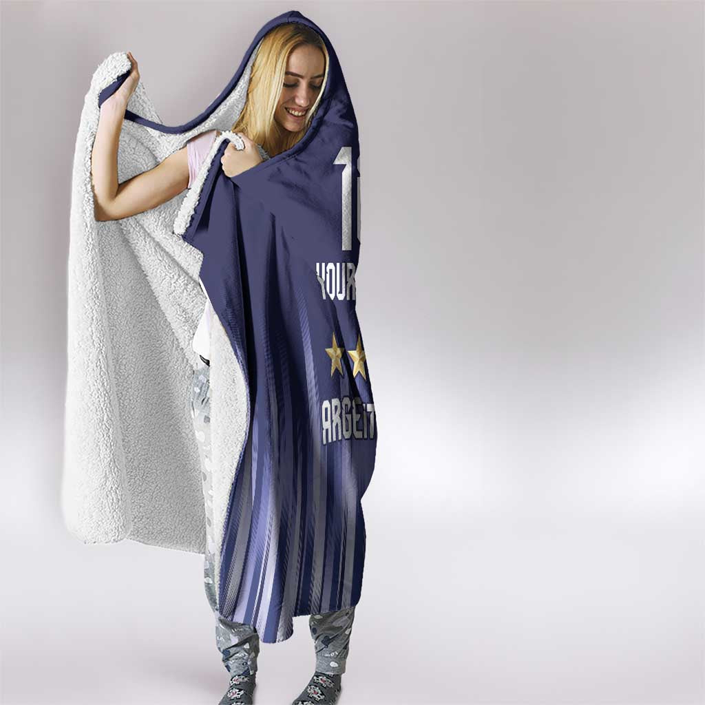 Argentina Football Custom Hooded Blanket Vamos La Albiceleste Vintage