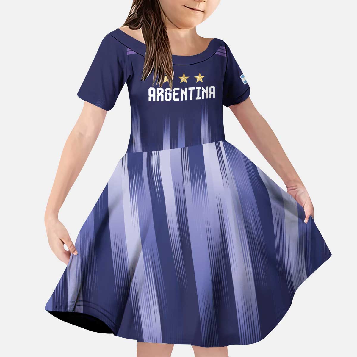 Argentina Football Custom Kid Short Sleeve Dress Vamos La Albiceleste Vintage