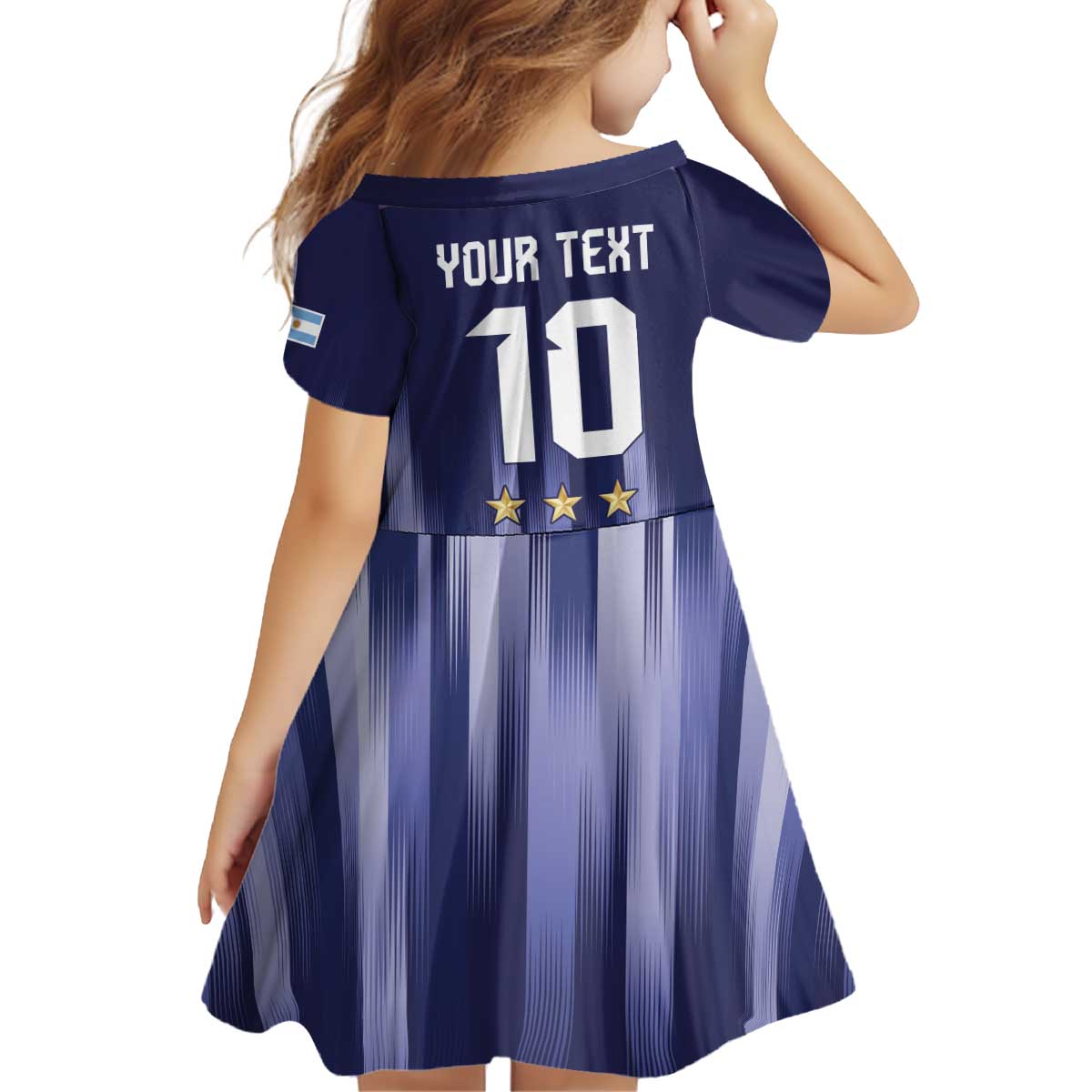 Argentina Football Custom Kid Short Sleeve Dress Vamos La Albiceleste Vintage
