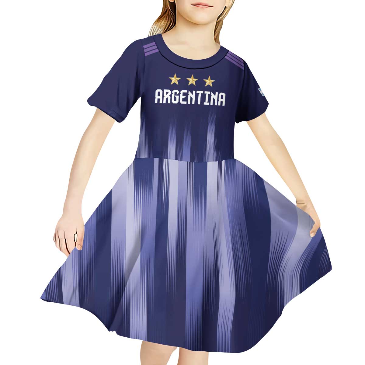 Argentina Football Custom Kid Short Sleeve Dress Vamos La Albiceleste Vintage