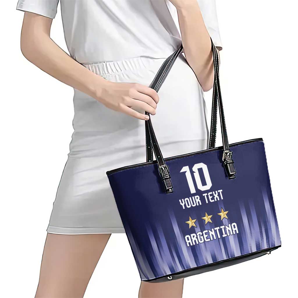 Argentina Football Custom Leather Tote Bag Vamos La Albiceleste Vintage